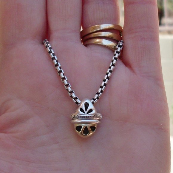 Retired David Yurman Acorn Gold Dome Pendant - 14K/925 - DY Chain - Gift Boxed - Picture 4 of 11